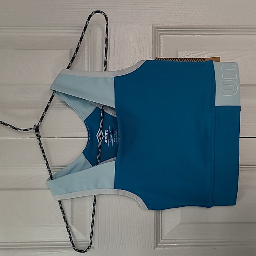 UMBRO BRAND GIRL'S BLUE AND WHITE SPORTS BRA SIZE XS